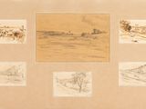 an image of a drawing of a group of people riding horses