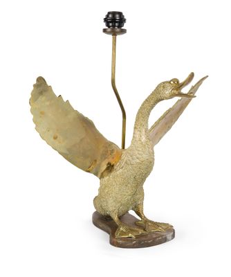 Lampe en forme de canard les ailles écartées en bronze
