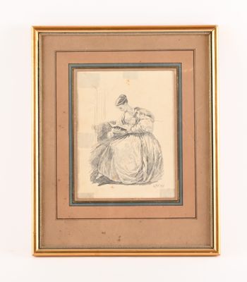 an image of a drawing of a woman sitting in a chair