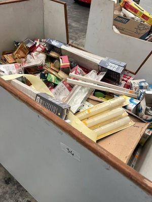 a box full of food sitting on the floor