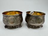 paire de sucriers anciens en métal argenté