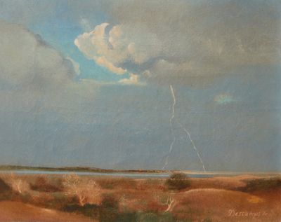 an image of a painting of a lightning bolt in the sky