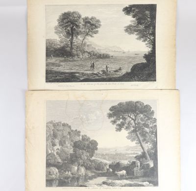 deux vues d'un paysage avec un homme et une femme au premier plan