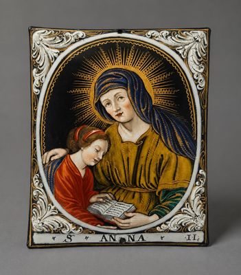 un tableau représentant une femme et un enfant en train de lire un livre