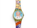 un gros plan d'une montre-bracelet sur laquelle figure un personnage de bande dessinée