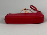 a red case with a pair of glasses on top of it