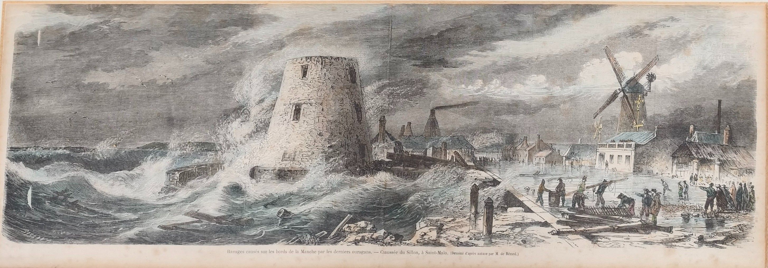 M. REGARD. D'après. Gravages causés sur les bords de la Manche par les derniers ouragans. Une estampe mise en couleur...