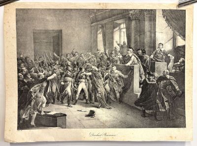 an old picture of a large group of people in a room