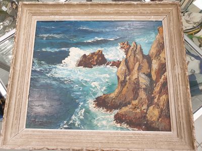 DERRIEN (XXème) La mer en Bretagne en Novembre