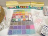 a table with a variety of craft supplies on it