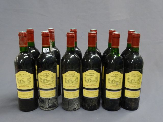 CHATEAU LE CONSEILLER: 12 bouteilles BORDEAUX, année 2001(bouteil...