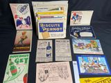 several different types of advertising items are displayed on a table