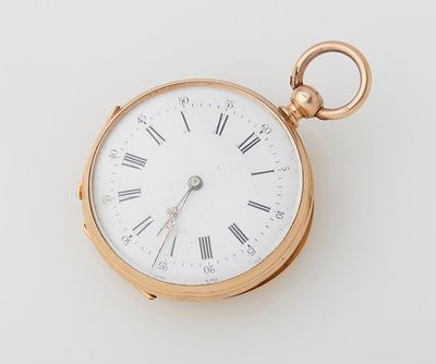 pocket watch with roman numerals on the dial and roman numerals on the face