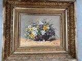 a picture of a painting of flowers in a vase
