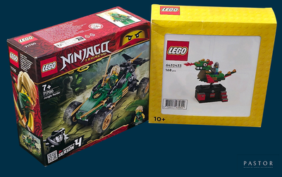 une boîte contenant une figurine Lego Ninja et une boîte contenant une figurine Lego Ninja