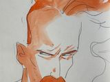 drawing of a man with a mustache and a moustache on his face