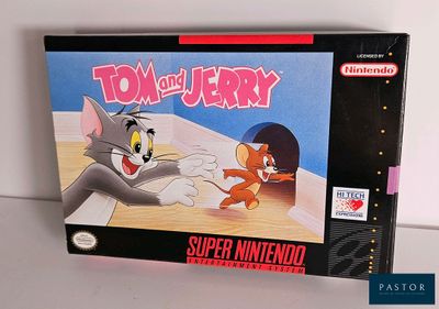 une image représentant une boîte du jeu « Tom et Jerry » pour Super Nintendo