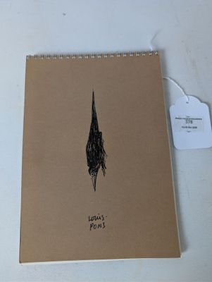 a notepad with a drawing of a bird on it