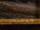 an image of a painting of a man sitting on a bench in front of a tree