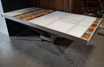 Jean GREGORIEFF (attribué à) : table basse piètement acier p…