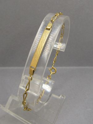 Gourmette de baptême en or 18K 750/1000, poinçon tête d'aigle. Gravée  - Photo 1