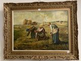 un tableau représentant deux femmes travaillant dans un champ