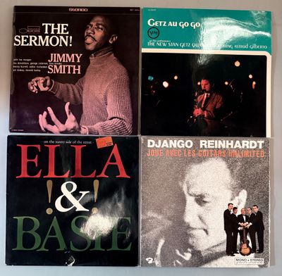 quatre pochettes d'albums différentes représentant divers styles musicaux de la même époque