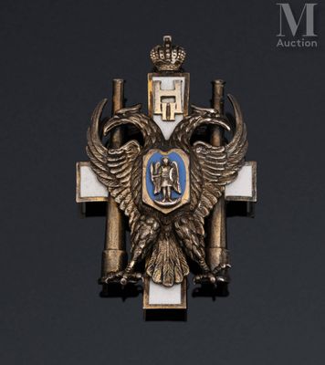 an image of a cross with a coat of arms and a crown on it