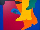 an image of a painting of a man ' s face with different colors