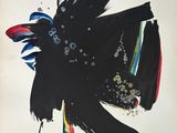 an image of a painting of a black bird on a white background