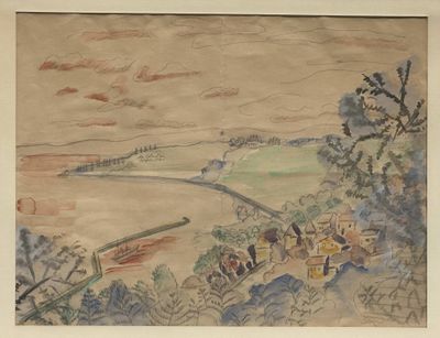 Suzanne DUCHAMP (1889-1963) Paysage de mer et collines Dessi…