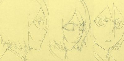 sketches of a couple of anime characters with glasses on their faces