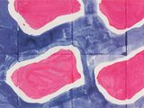 a picture of a piece of paper with red and blue shapes