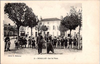 a black and white photo of a group of people standing in front of a building