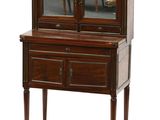 an image of a wooden cabinet with a mirror on top