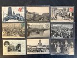 several old black and white photographs of people on a city street