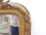 a man standing in front of a mirror with a bird on it