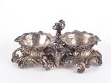 pair of antique silver plated fruit dishes with birds on them