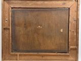 an old wooden picture frame with holes in it on a white background