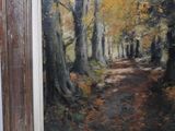 a picture of a painting of a path in the woods