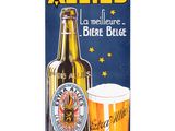 une publicité pour une bouteille de bière et un verre de bière