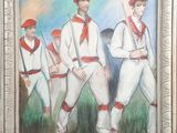 a painting of a group of men with baseball bats