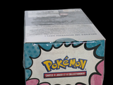 a box of pokemon cards sitting on a table
