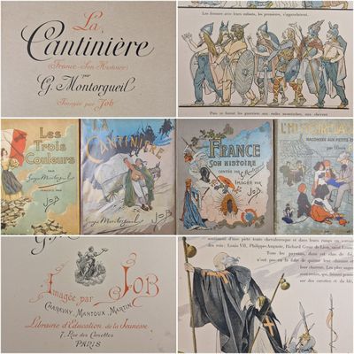 une image représentant un collage de vieux livres sur lesquels figurent des portraits de personnes