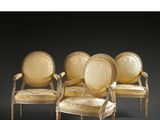 trois fauteuils de style Louis II et une paire de fauteuils