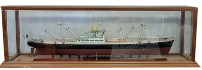 a model of a ship in a glass case