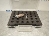 a bottle of alcohol sitting on top of a plastic box