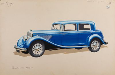 drawing of a blue car with a black stripe on the side