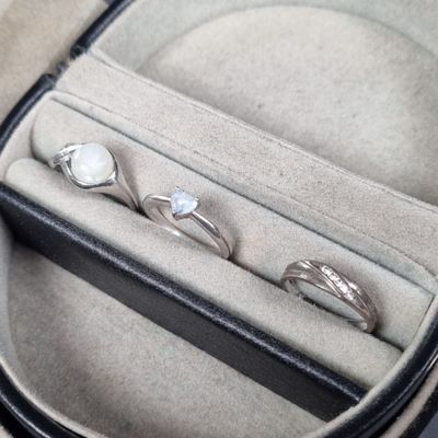Lot de 3 bagues en argent ornées de pierres blanches, pierre…