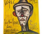 a painting of a clown with a hat and a nose